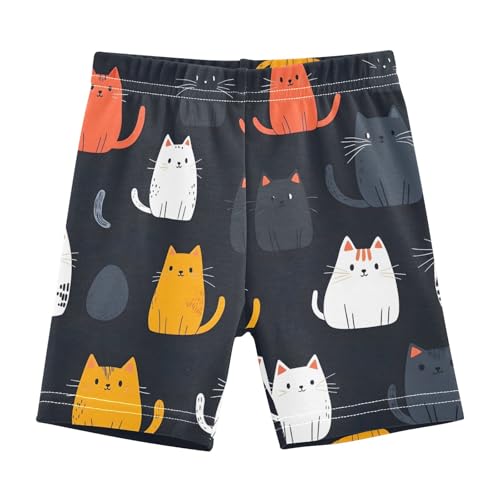 CHIFIGNO Girl's Breathable Bike Shorts Kids Cartwheel Shorts Under Dress Dance Short Grey Orange White Cats Size 8