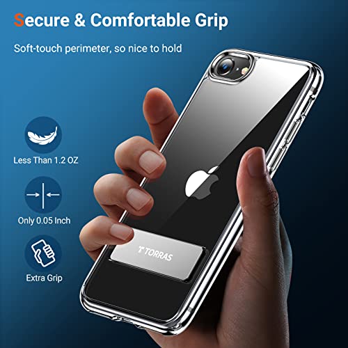 𝟮𝟬𝟮𝟮 𝐍𝐄𝐖 Torras Designed For Iphone Se Case 2022/2020/3Rd Gen, Iphone Se 2022 Case, [3 Stand Ways] [Military Grade Drop Tested] Hard Back Kickstand Slim Phone Case For Iphone Se/8-Crystal Clear #TOP6