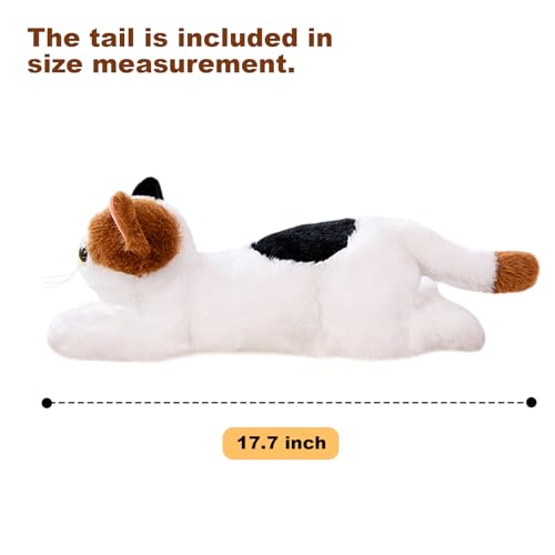 Image of PEACH CAT Calico Cat Plush Cute Kitten Stuffed Animal Soft Plushies Toy Pillow Gifts for Kids Black and Yellow 17.7 inch