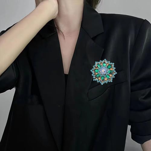 Image of Rhinestone Flower Brooch Pin for Women Red Black Purple Flower Broochs Pin Hat Christmas Brooch Jewelry