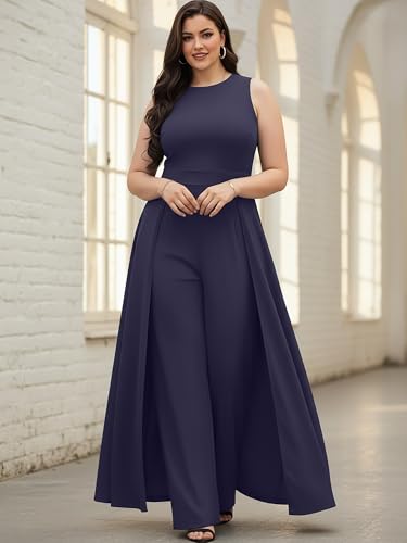 Image of KOH KOH Womens Sleeveless Flattering Dressy Long Pant Cape Elegant Jumpsuit