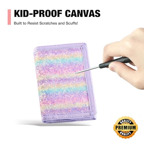 Image of Kids Wallet, Little Girls Wallet for Kids, Small Kids Wallet for Girls Zipper, Teen Wallet for Teen Girls, Rainbow Wallet with Magic Sticker, Novelty Childrens Wallet with Coin Pocket