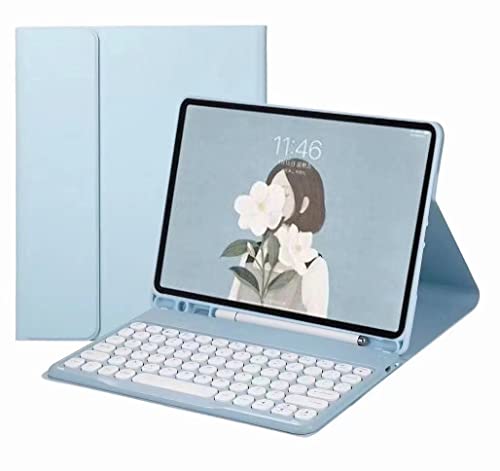 Funda con teclado para Galaxy Tab A7 10.4 2020 SM-T500 con soporte para lápiz color azul cielo