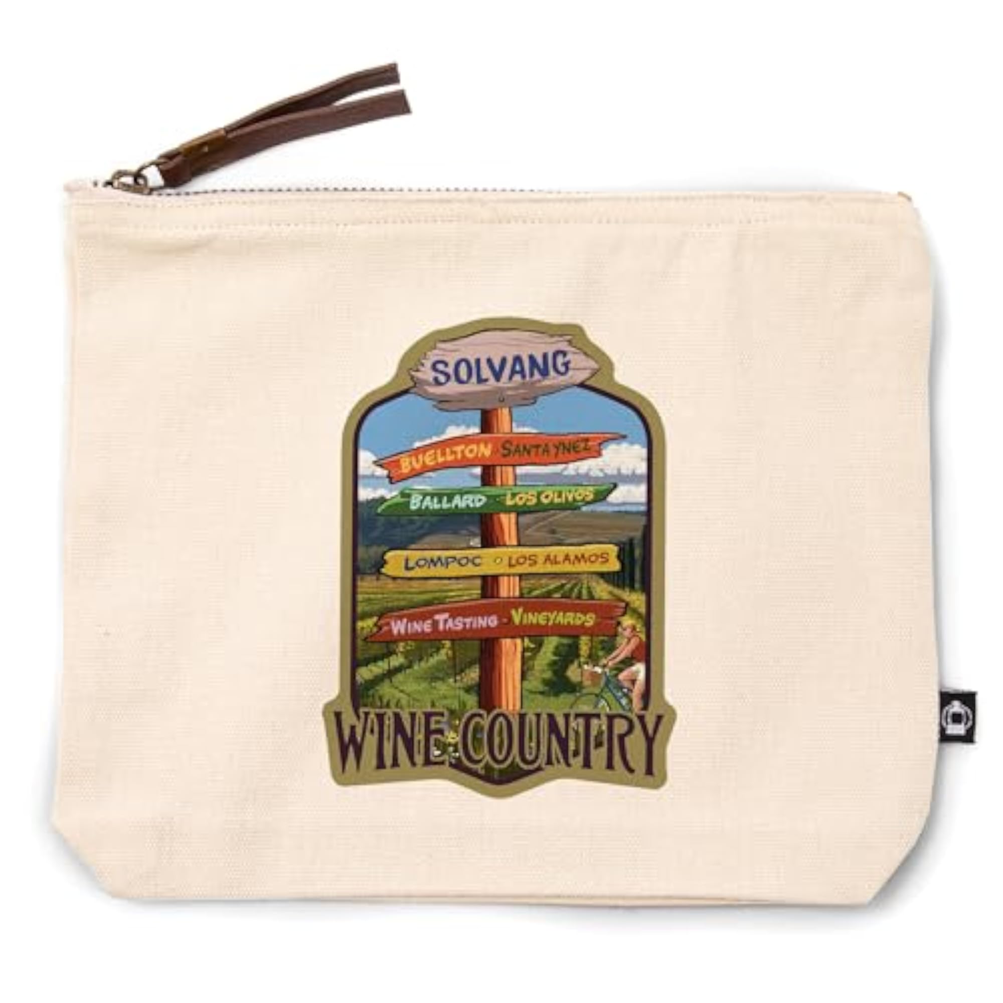 Solvang California Destination Signpost Go Bag, Cotton Canvas