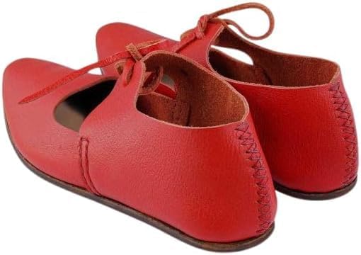 Medieval Renaissance Latchet Shoes Handcrafted 15th Century Leather Footwear for Women