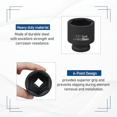 Clé à douille pour chauffe-eau bloqué pour dévisser la résistance de 3,8 cm - 5