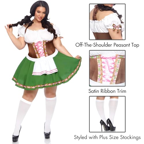 Leg Avenue womens - 2 Piece Gretchen Dress Set Oktoberfest Peasant Top Dress for Women Adult Sized Costumes, Green, 2X US - Thumbnail 3