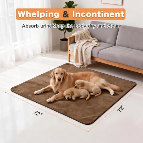 Image of Washable Pee Pads for Dogs, Extra Large Reusable Dog Pee Pad, Waterproof Pet Mat, Dog Playpen Mats for Puppy Training Whelping Playpen Pads