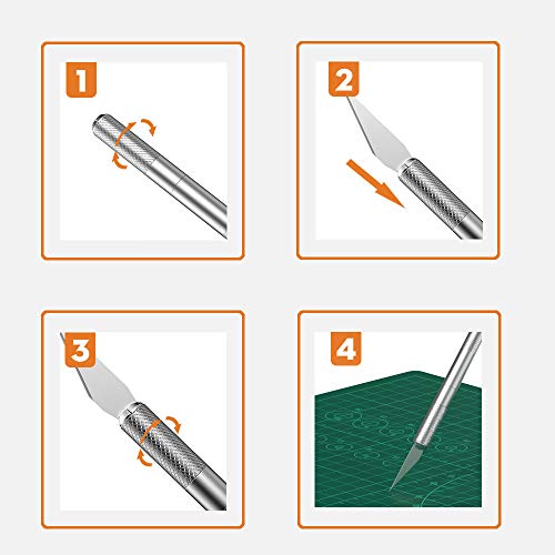 Precision Craft Knife Set 10 Pack - Professional Razor Sharp Knives with Safety Cap for Art, Hobby, Scrapbooking, Stencil - Thumbnail 5