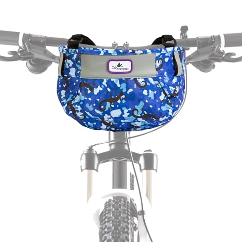 Po Campo Kids Bicycle Basket Whoosh Bike Basket Front Frame Handlebar Bag Waterproof Fabric Bike Basket for Boys Girls Toddlers Bike or Scooter (Blue Gecko)