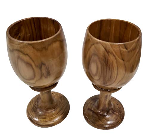 Collectiblesbuy Vintage Wooden Wine Goblet Handmade Wood Toasting Glass Decorative Cup - Set Of 2 #TOP1