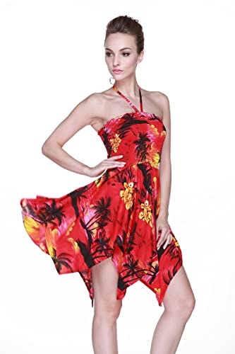 Image of Hawaii Hangover Family Matching Hawaiian Clothes, Sunset Red | Family matching Hawaiian outfits, Sunset Red, lightweight rayon, machine washable, tropical floral print, luaus, cruises