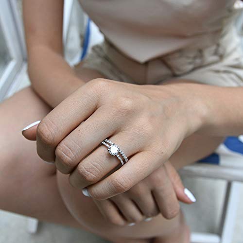 1 Ct Halo Solitaire Cubic Zirconia Promise Engagement Ring 925 Sterling Silver Ring Sizes 5