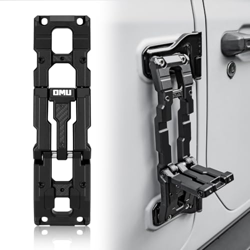 ドアヒンジステップアルミ折りたたみフットペダルJeep Wrangler 2007-2018 JK JKU、2018-2024 JL JLU JTに対応ブラック