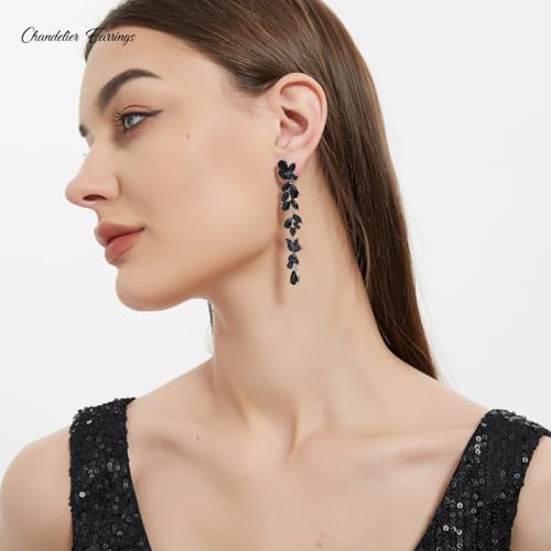 UDYLGOON Cubic Zirconia Chandelier Long Dangle Earrings for Women Bride Bridesmaid Wedding Prom Pageant Party2