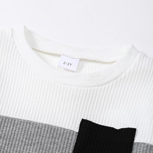 Image of Kid Toddler Boy Clothes Color Block Sweatshirt and Casual Pants 2Pcs Boys Fall Winter Outfits 1-5T