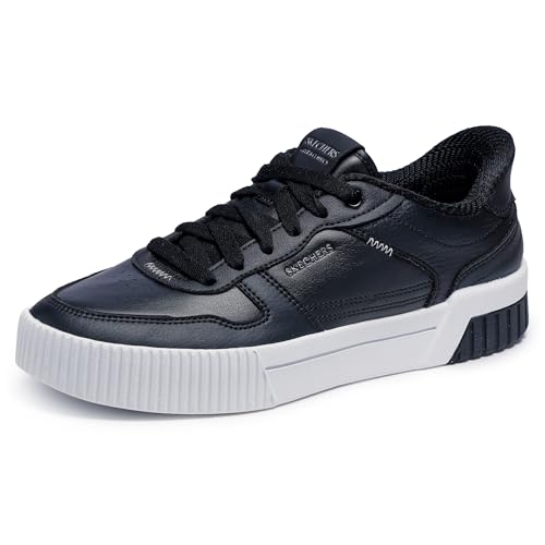 Skechers Jade Put It in Neutral, Scarpe da Ginnastica Donna, Black Duraleather/White Trim, 36 EU