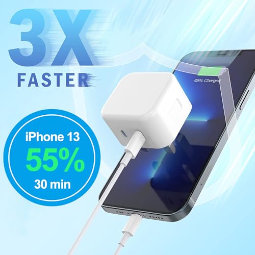 USB C Plug,20W Fast Charger Plug UK Compatible with iPhone 17 air/16/15/15 Pro/15 Pro Max/14/14 Pro/13/13 Pro/12/12 Pro/11/ipad,Type C Plug Fast Charging for Watch Dual Port USBC Wall Plug - Image 4