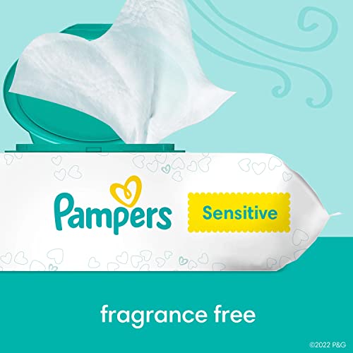 Image of Pampers Baby Wipes Sensitive 18 count Pop-Top Packs, 1008 Wipes Total