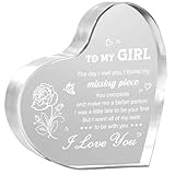 Milcier Valentines Day Gifts for Her, Girlfriend Valentines Day Gifts, To My Girl Heart Shaped Acrylic Block, Birthday Anniversary I Love You Presents for Her Wife