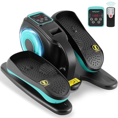 Under Desk Elliptical Machine, Electric Leg Exerciser for Seniors, Compact Seated Pedal Exerciser, Portable Elliptical Trainer with Remote Control and Non-Slip Pedals for Teens Adults