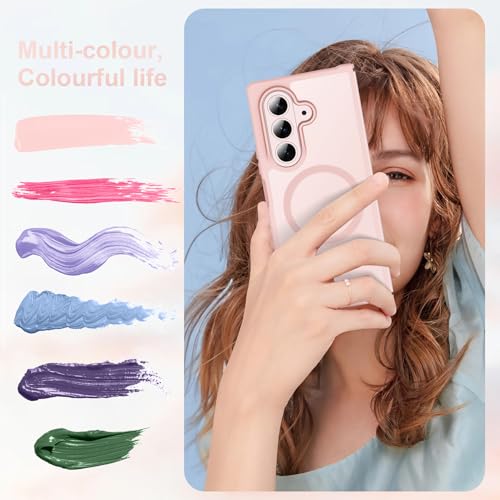 Image of ORETECH Magnetic for Samsung Galaxy Z Fold 7 Case, Translucent Back Non-Slip Hard PC Shockproof Bumper Protective Phone Case Cover for Samsung Z Fold 7 - Light Pink