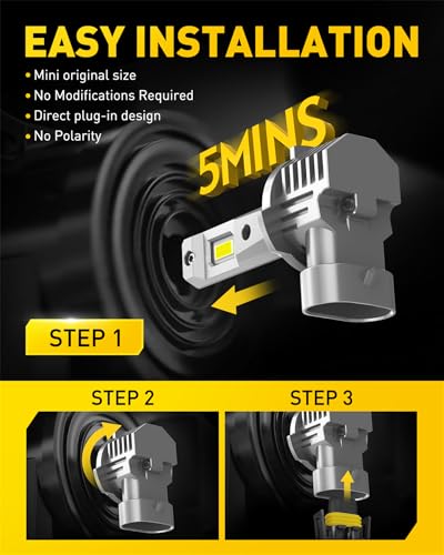 Image of AUXITO 9145 /9140 /H10 LED Fog Light Bulbs or DRL, 600% Super Brighter 6500K Cool White Light, 9145 Fog Lights Replacement for Cars, Non-polarity, Pack of 2