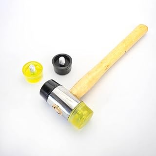 Two-ended Wood Hammer Mallet Handle Tool with Plastic Rubber Detatachable Heads