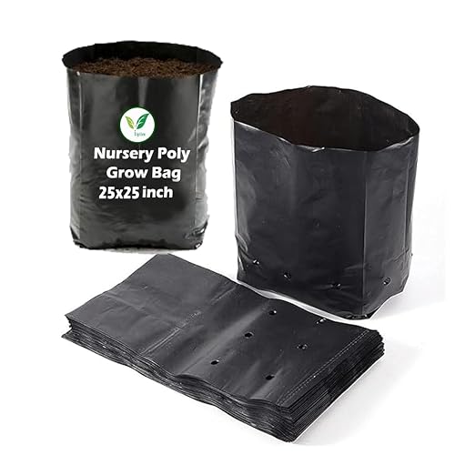 Image of IAgriFarm UV Protected Poly Grow Bag /Nursery Plant Bags, 25x25 inch, 5 Qty, Black