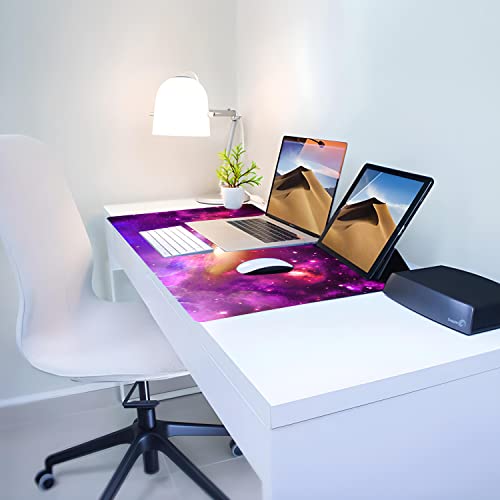 Retoo Podkładka pod mysz XXL, 800 x 400 mm, duża podkładka pod mysz dla graczy z motywem kosmosu, podkładka na biurko, duży rozmiar, specjalna powierzchnia, poprawia precyzję prędkości, krawędzie