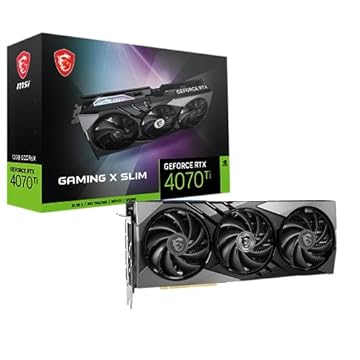 MSI Placa gráfica Gaming GeForce RTX 4070 Ti 12GB GDRR6X 192-Bit HDMI/DP Nvlink Tri-Frozr 3 Ada Lovelace Architecture (RTX 4070 Ti Gaming X Slim 12G), preta