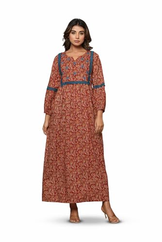Image of NIHSAMAH Cotton Night Gown for Women, Printed Long Cotton Nighty with Pockets, Comfortable & Fancy Sleepwear /Nightwear /Maxi