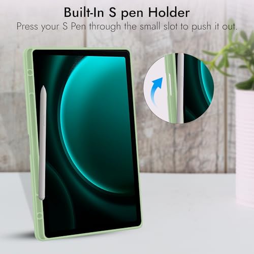 Image of Robustrion Cover for Samsung Galaxy Tab S9 FE+ / Tab S10 Plus /Tab S9 Plus 12.4 inch Cover Case with [S Pen Holder] for Samsung Tab S9 FE Plus / S9+ / S10+ Tablet Cover [Auto Sleep /Wake] - Mint Green