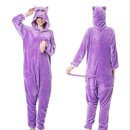 AYJMA Onesies Chat Violet Adulte Kigurumi Onesie Pyjamas Cosplay Costume Pyjama vêtements de Nuit Combinaison fête Carnaval vêtements M Violet