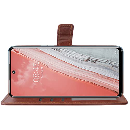 Image of Flip Cover Back Case for Tecno Spark 8 Pro | Premium Leather Finish | Inbuilt Pockets & Stand | Flip Cover Back Case for Tecno Spark 8 Pro (Brown)