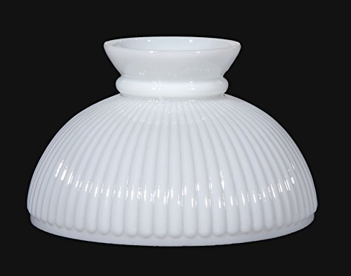 Image of B&P Lamp 10 inch Opal White Glass Ribbed Student Lamp Shade with Plain Top