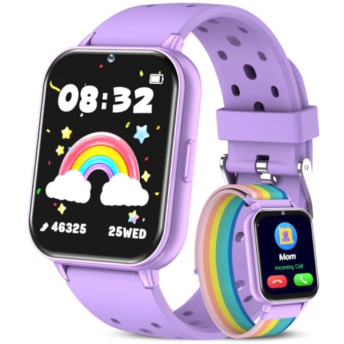 MOFGDNI Smart Watch for Kids, 1.83" Fitness Tracker with Heart Rate, Sleep Tracking, IP68 Waterproof, AI Voice, Calling, Camera, Games, Dual Bands, Gift for Girls and Boys Ages 5-16