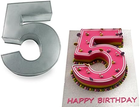EUROTINS Small Number Birthday Wedding Anniversary Cake Tin – 10” x 8” (2.5” deep) (5)