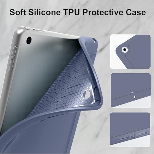 Image of Case for iPad 9th Generation 2021 / iPad 8th Gen 2020 /iPad Cover 7th Generation 2019, Silicone Case with Pencil Holder for iPad 9 /8 /7 10.2 inch, Auto Sleep /Wake, Purple