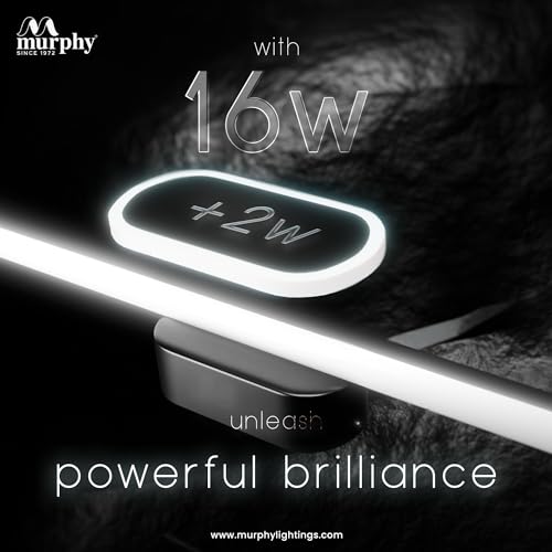 Image of Murphy Aluminium 16+2W Black Finish Led Picture Photo Frame Light /Bathroom Dressing Table Light With 3 Color Changing Light (White,Warm White And Natural White), Pack Of 4