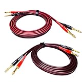 KOOKFJLLZ 14 AWG Speaker Wire with Gold Plated Banana Plugs, 6 Feet Pure Copper Speaker Cable, 600 Strands 99.9% OFC Stranded Copper Wire - 2 Pack