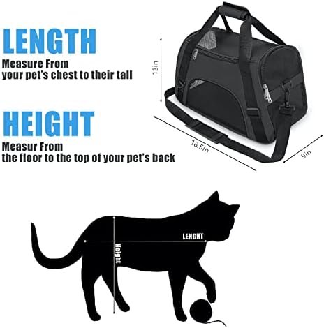 YLONG Cat Carrier Airline Approved Pet Carrier,Soft-Sided Pet Travel Carrier for Cats Dogs Puppy Comfort Portable Foldable Pet Bag,Airline Approved (M, BLACK)