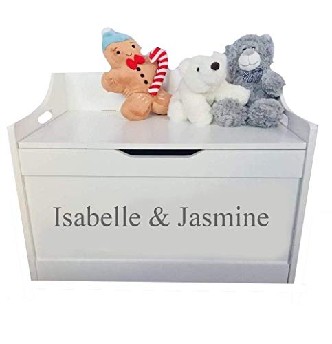 Little Secrets Gifts Personalised Children's White Wooden Toy Storage Box, Sibling Sharing Gift Present