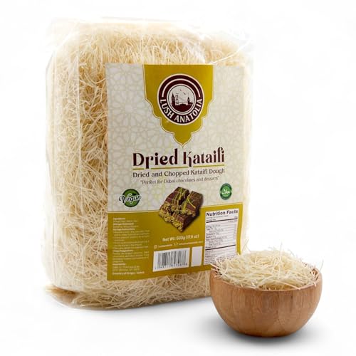 Premium Dried Kataifi Shredded Fillo Dough for Viral Dubai Pistachio Chocolate Bar, Kunafa, Knafeh, and Middle Eastern Desserts – Kadaifi Pastry, 500g (17.6 oz)