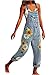 Produktbild Tomwell Jeanslatzhose Damen Latzhose Jeans Hose Vintage Loose fit Jumpsuit Overall Blumen Denim Playsuit Romper Hellblau M