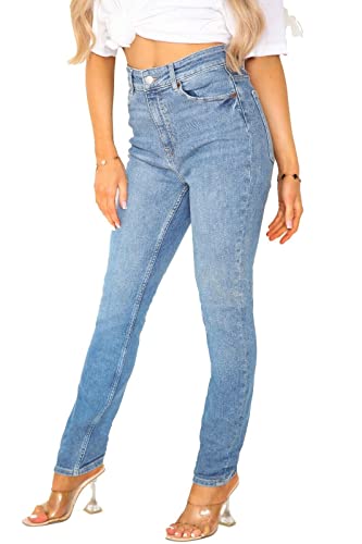UC Womens Ex High Street Brand Tapered High Waist Jeans Ladies Stretchy Denim - Image 4