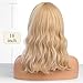 EMMOR Short Curly Wigs with Bangs,Wavy Bob Wigs for Women Heat Resistant Synthetic Wigs Shoulder Length Wigs Natural Looking (Mixed Blonde)
