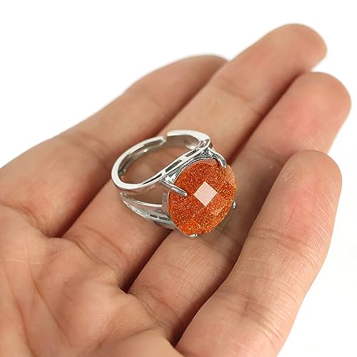 Image of Reiki Crystal Products Adjustable Rings, Round Cutting, Amethyst, Black Tourmaline, Goldstone brown, Green Jade, Lapis Lazuli, Opalite, Red Jasper, Rose Quartz, Tiger eye, Gemstone Ring