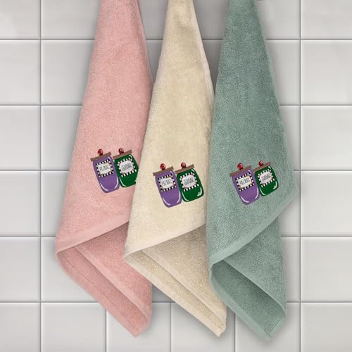 B BARCELOHOGAR Juego de 3 Paños de Cocina Rizo Americano 50x50 cm | 500 gr/m² | Trapos de Cocina Gruesos, Suaves y Absorbentes | Varios Diseños Bordados (Botes, 50x50cm)