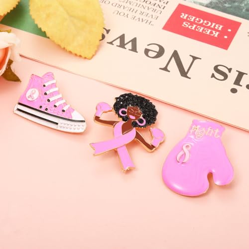 Image of Breast Cancer Awareness Pins for Women Enamel Pink Ribbon Lapel Pins Fight Breast Cancer Brooches Heart Hope Butterfly Brooch Pins Breast Cancer Awareness Jewelry Accessories Outfits